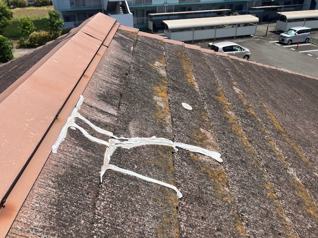 名古屋市瑞穂区にて化粧スレート屋根の現調・訪問販売に指摘を受けた棟を中心に確認しましたが大きな問題なし